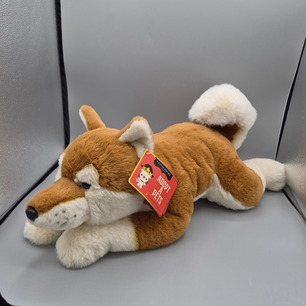 FAO Schwarz Biscuit The Shiba Inu Adopt A Pets Plush Dog Brown White 1018958 NWT
